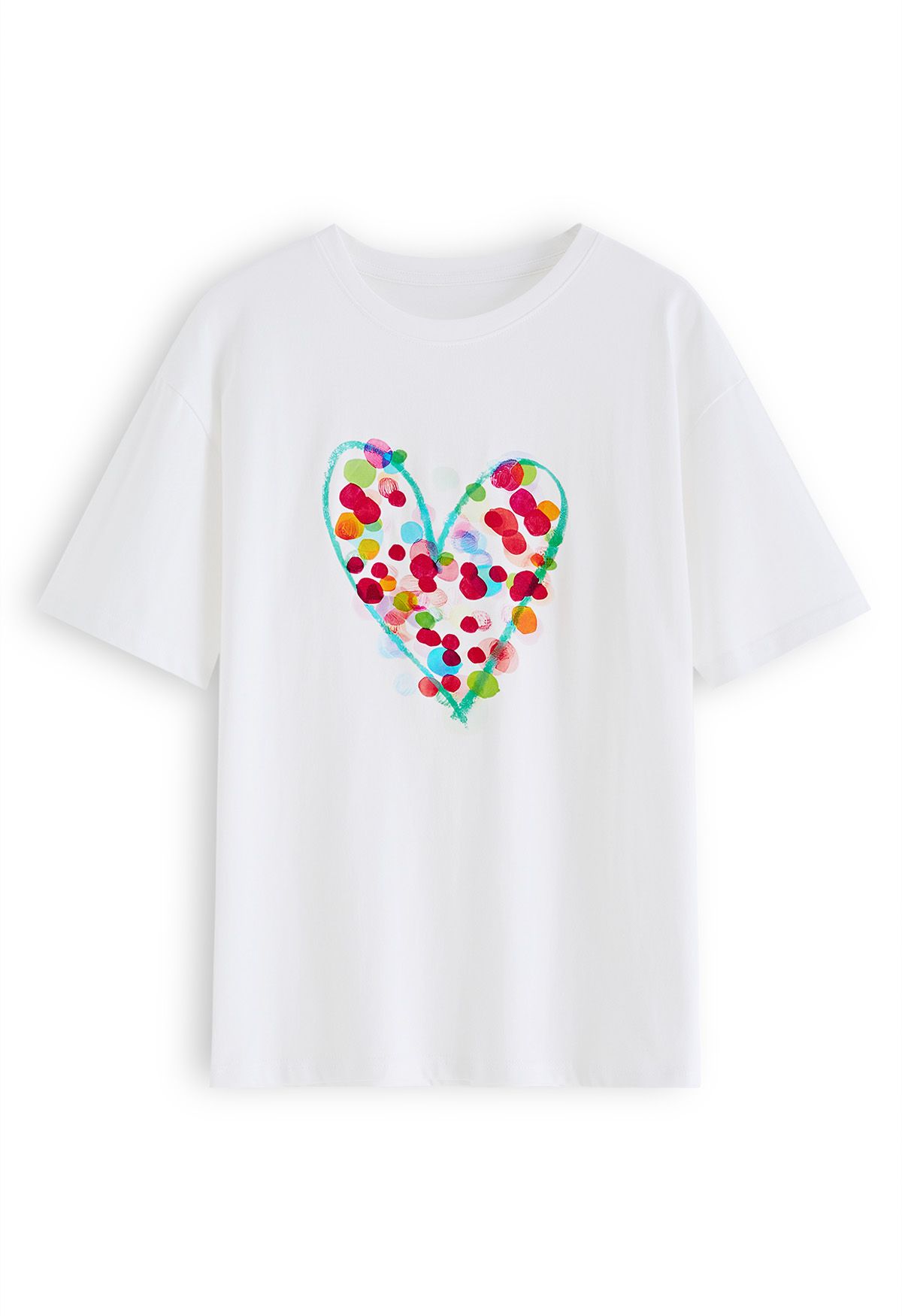 Doodle Heart Printed T-Shirt in White