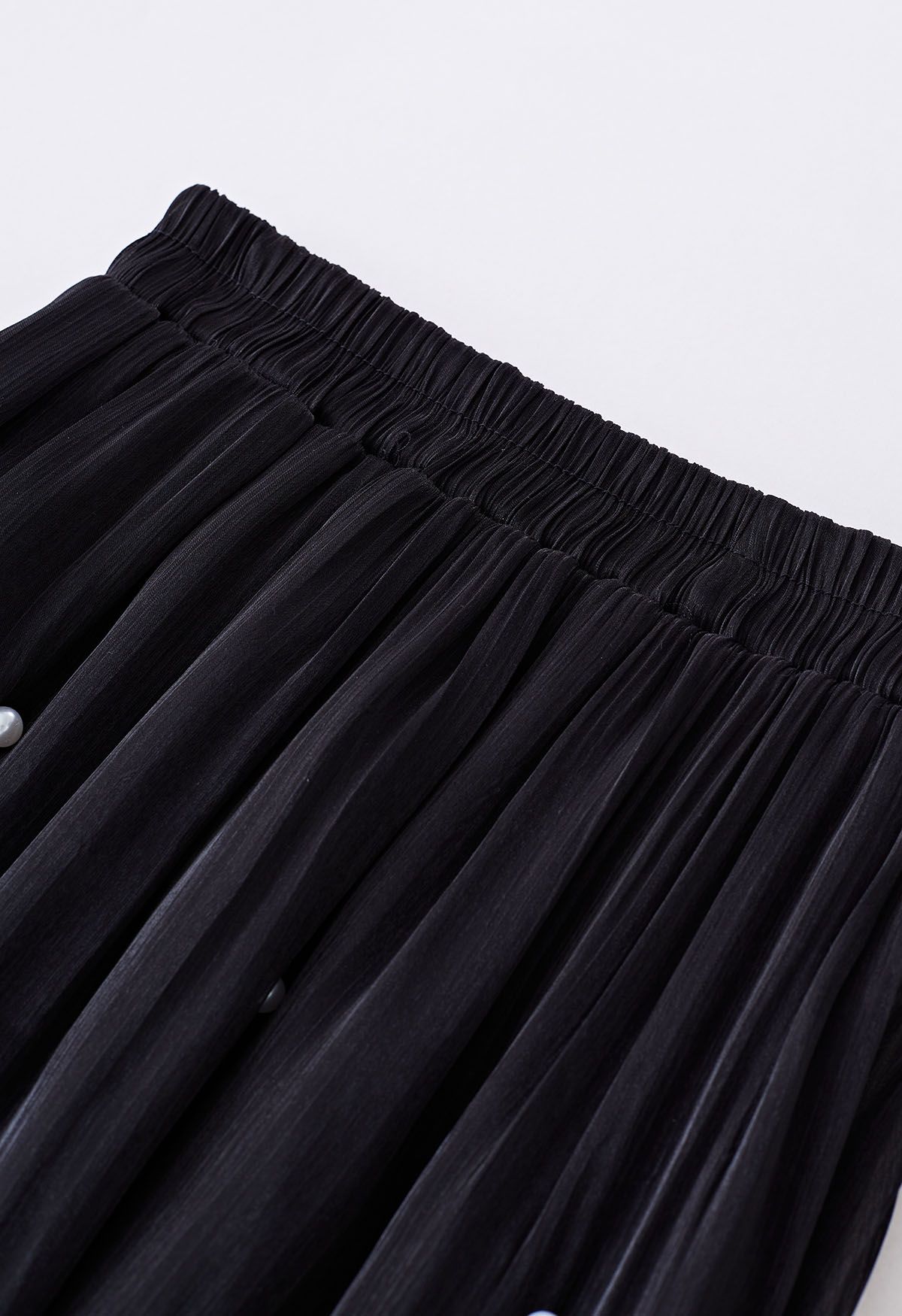 Irregular Pearl Shimmer Chiffon Skirt in Black