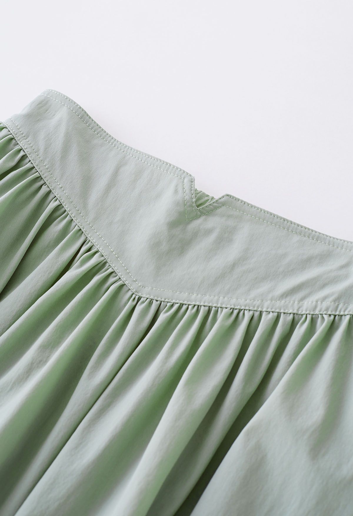 Notched Waist Flare Midi Skirt in Pea Green - Retro, Indie and Unique ...