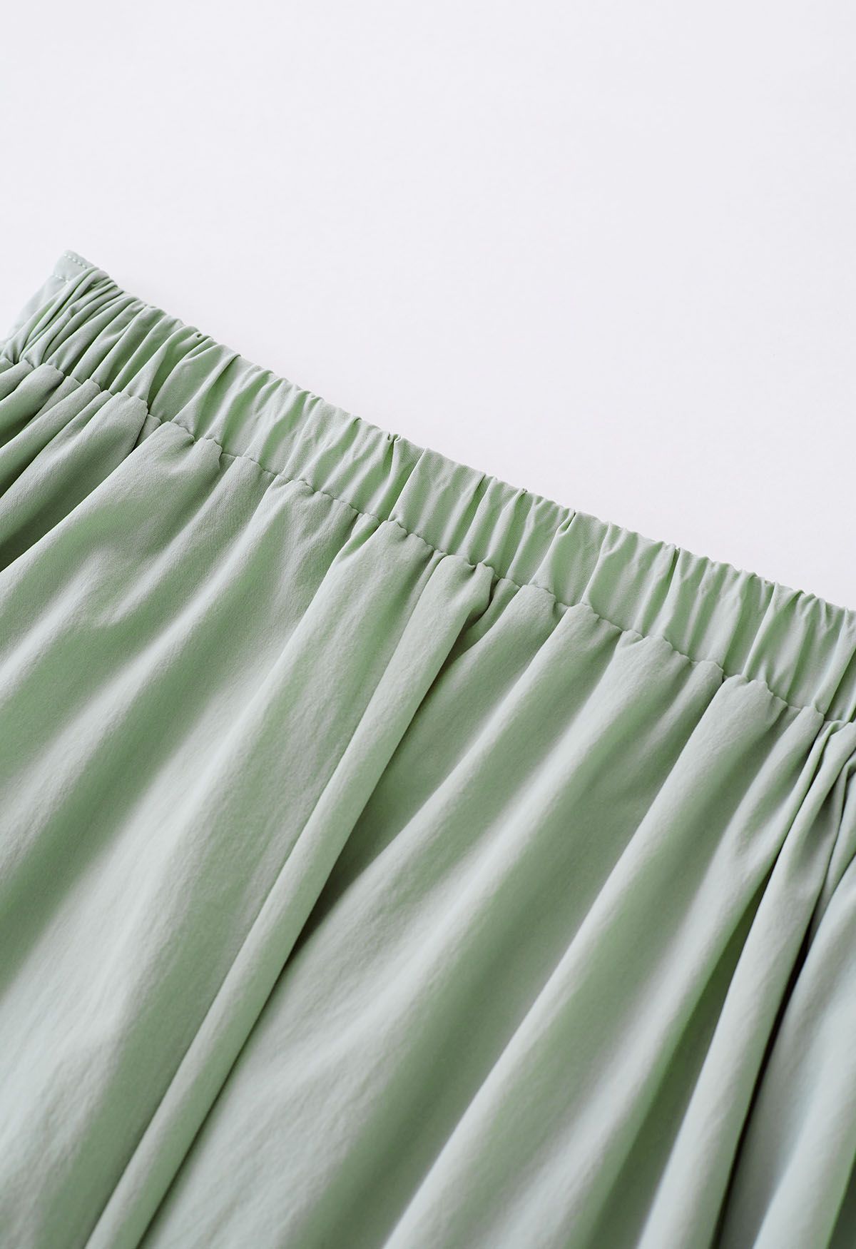 Notched Waist Flare Midi Skirt in Pea Green - Retro, Indie and Unique ...