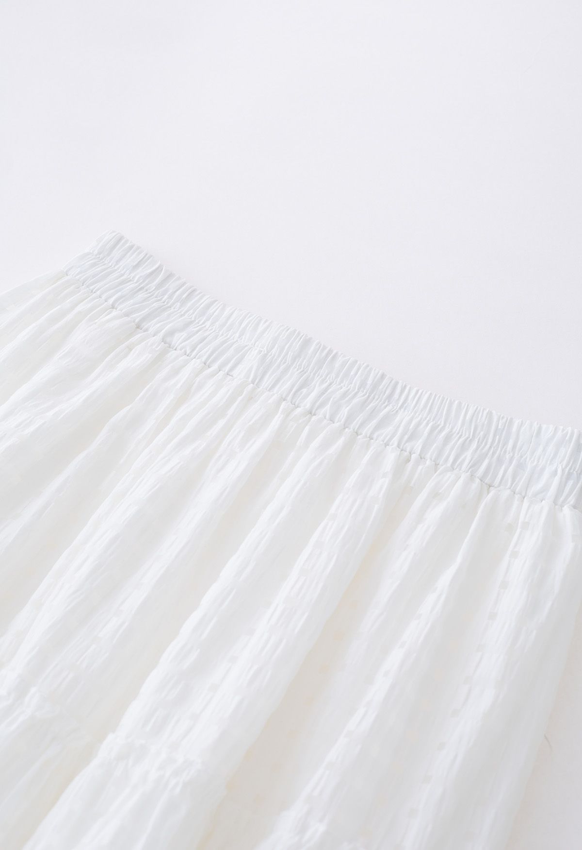 Check Pattern A-Line Midi Skirt in White