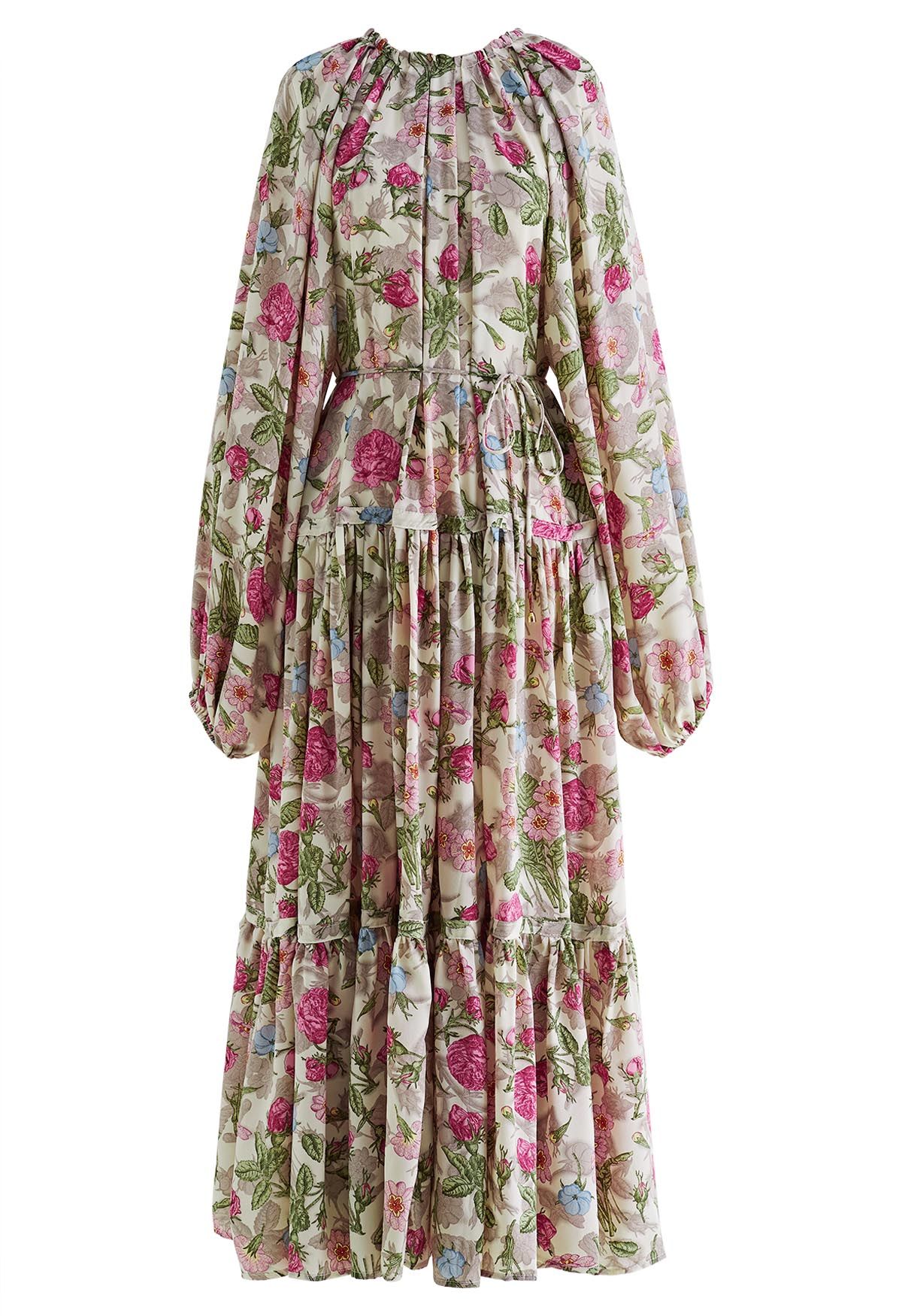 Pastel Bouquet Printed Reversible Maxi Dress