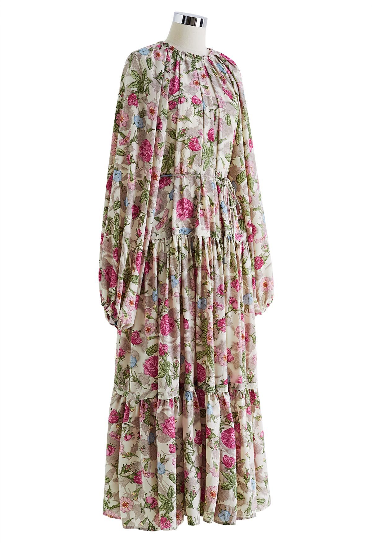 Pastel Bouquet Printed Reversible Maxi Dress