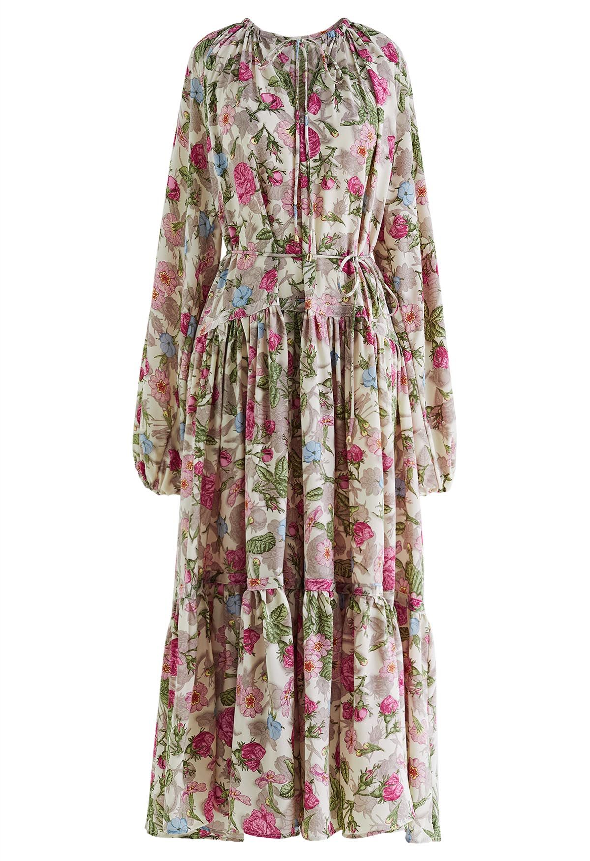 Pastel Bouquet Printed Reversible Maxi Dress