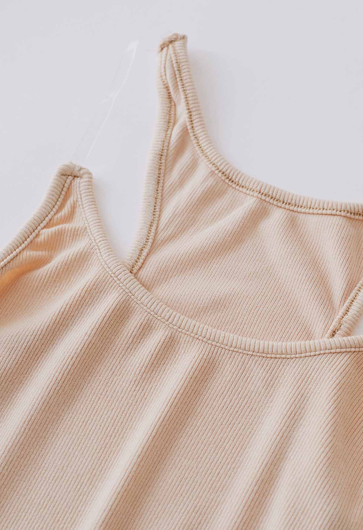 Transparent Straps Mermaid Cami Dress in Apricot