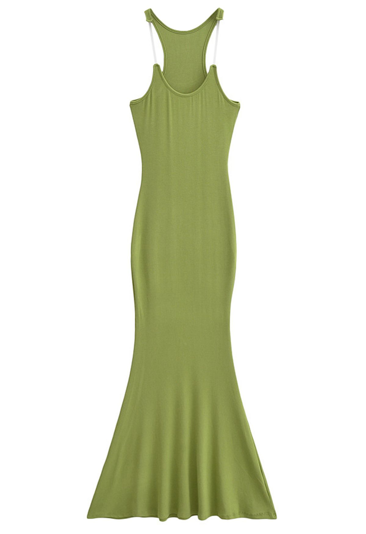 Transparent Straps Mermaid Cami Dress in Moss Green