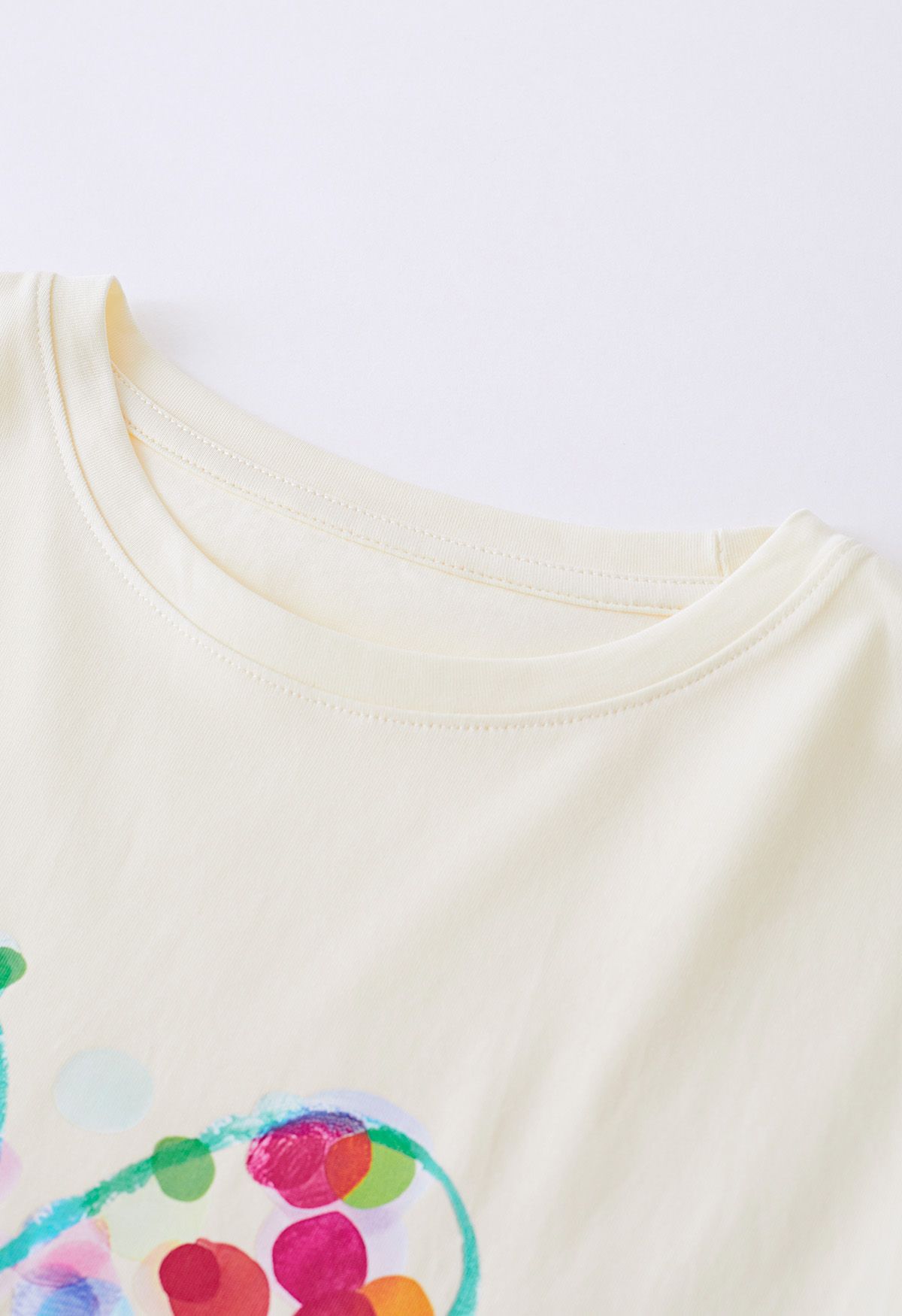 Doodle Heart Printed T-Shirt in Light Yellow