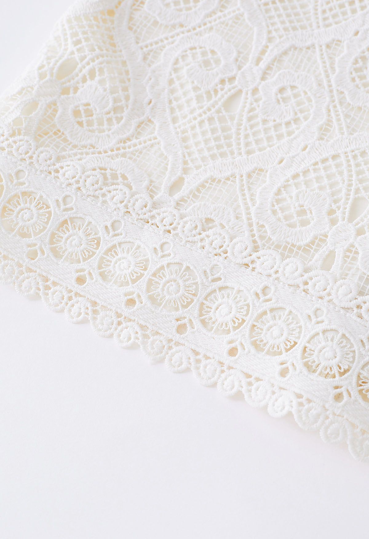 Heart Pattern Cutwork Lace Top in Cream