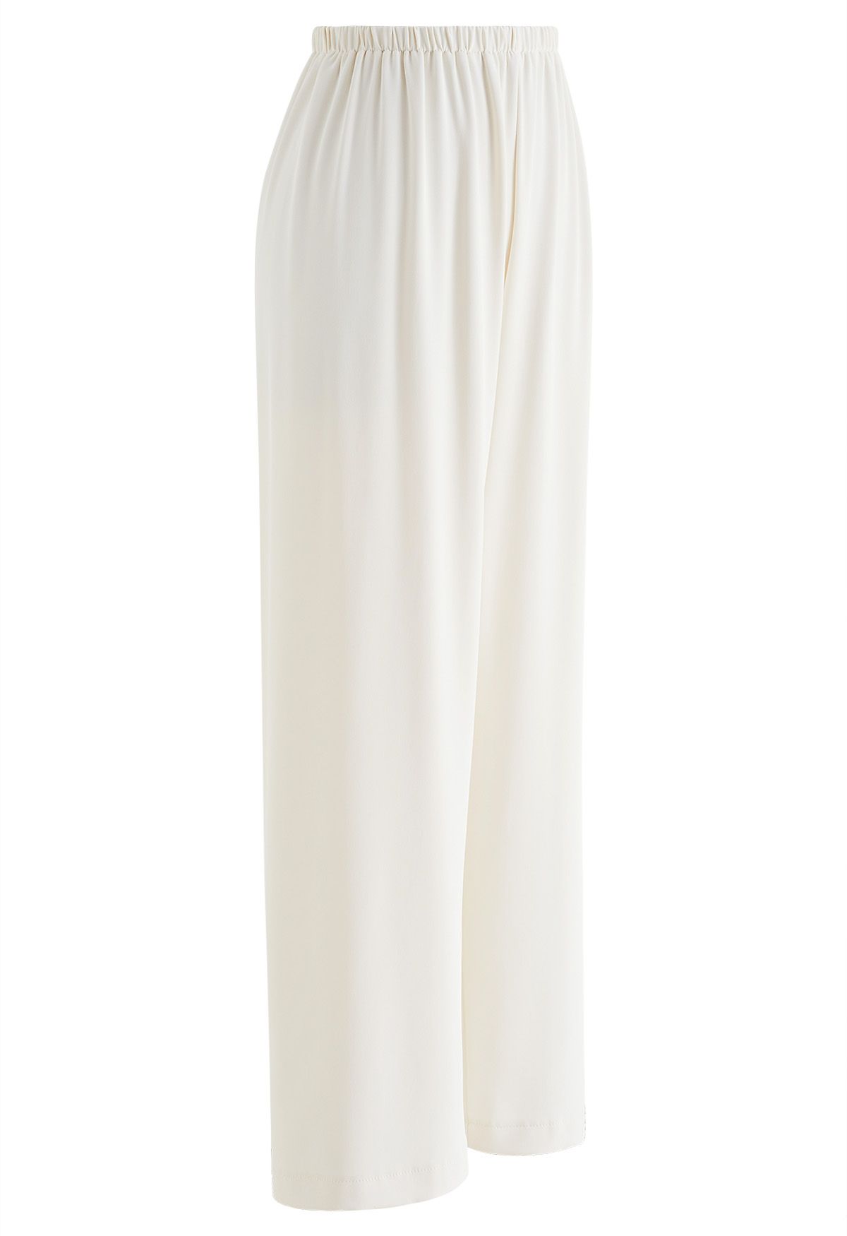 Smooth Satin Pull-On Pants in Cream