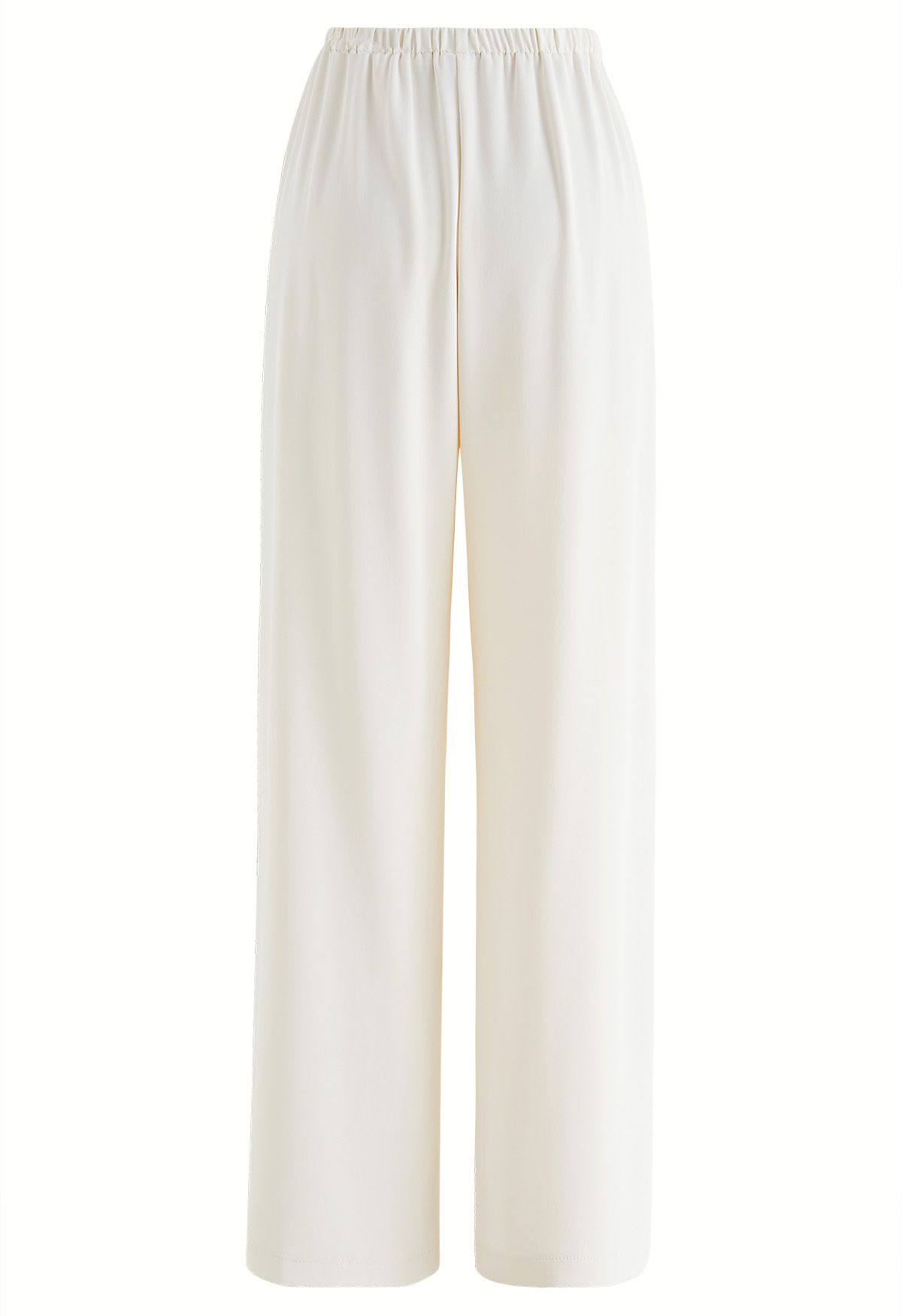 Smooth Satin Pull-On Pants in Cream