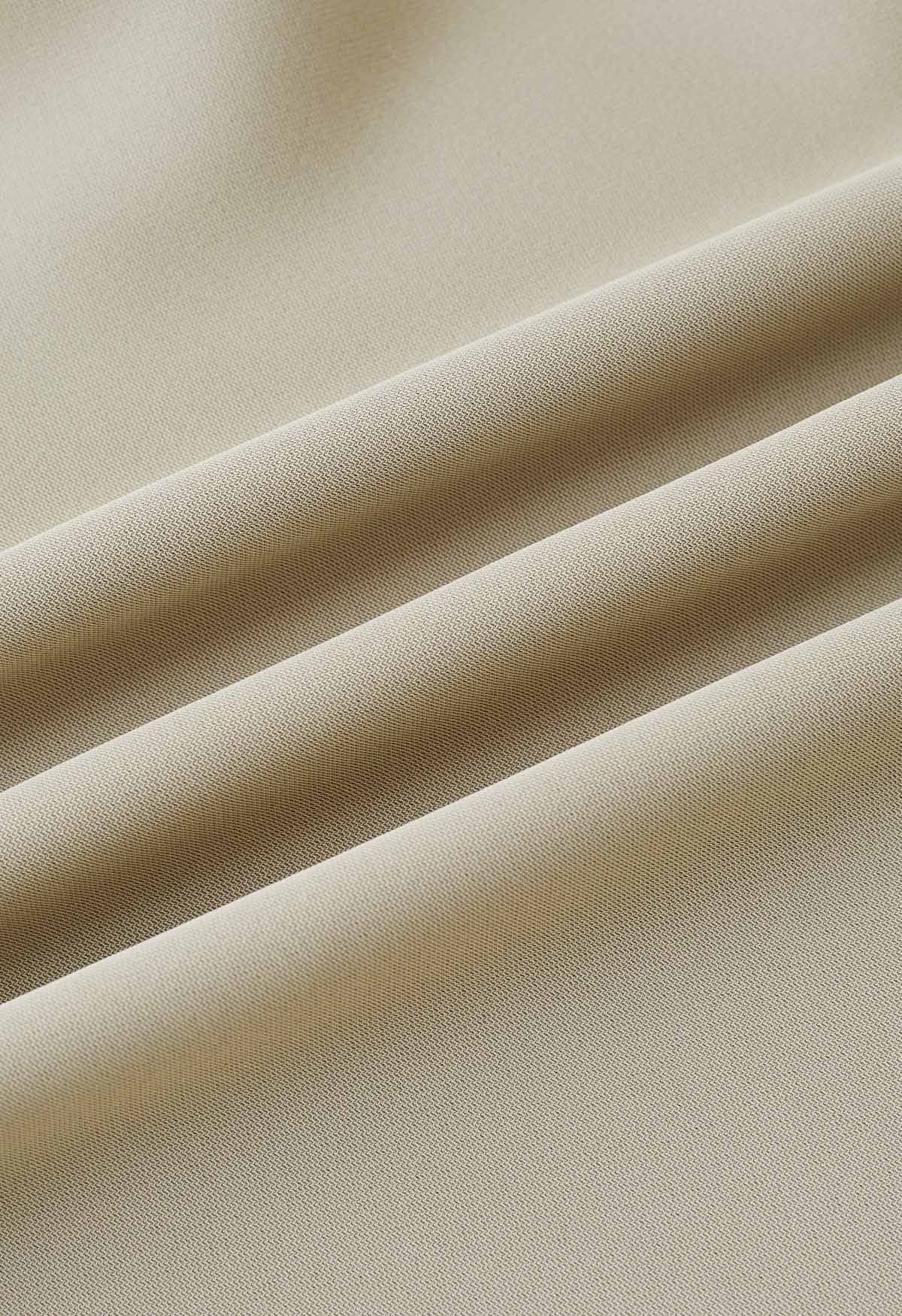 Smooth Satin Pull-On Pants in Light Tan