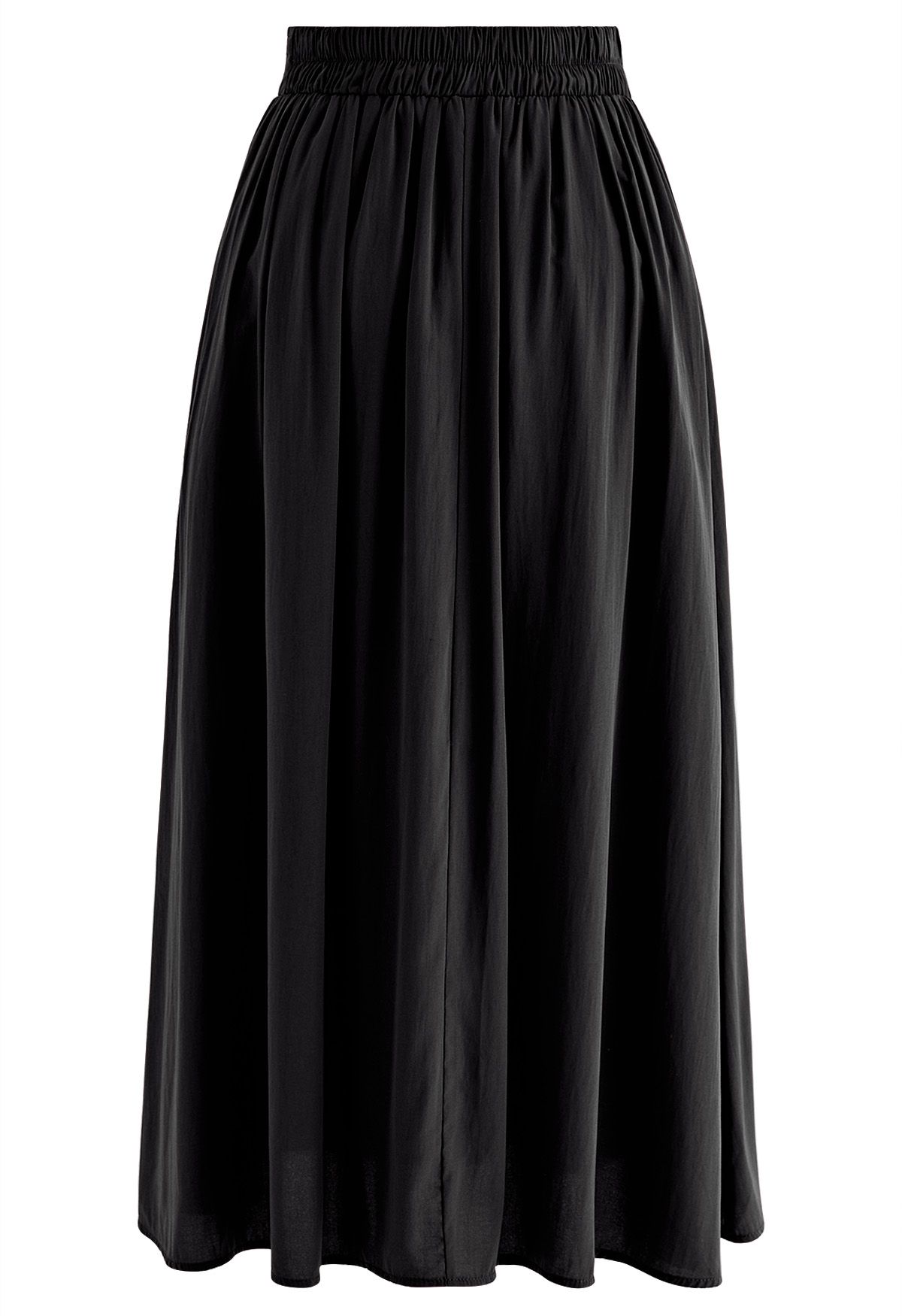 Cross Waist Side Pockets Midi Skirt in Black - Retro, Indie and Unique ...