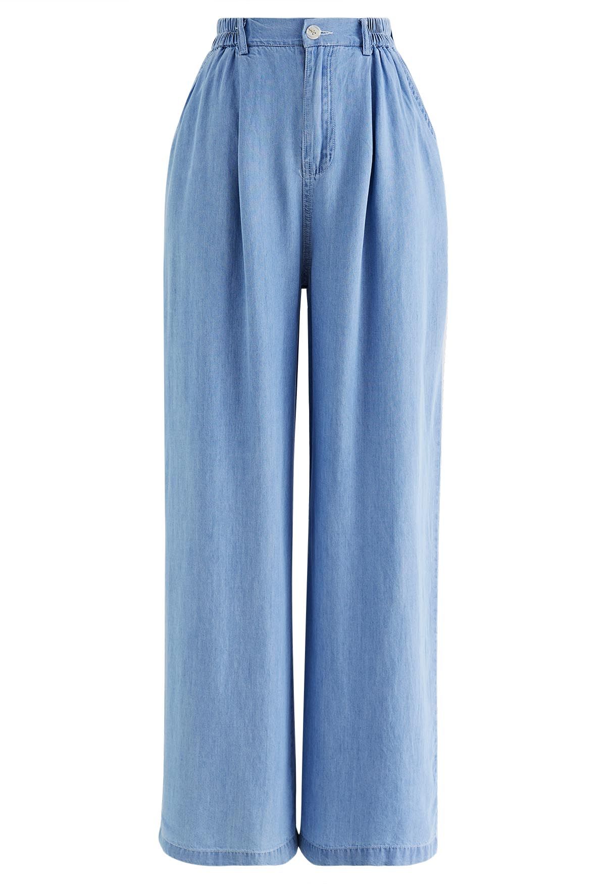 Smooth Cotton Wide-Leg Pants