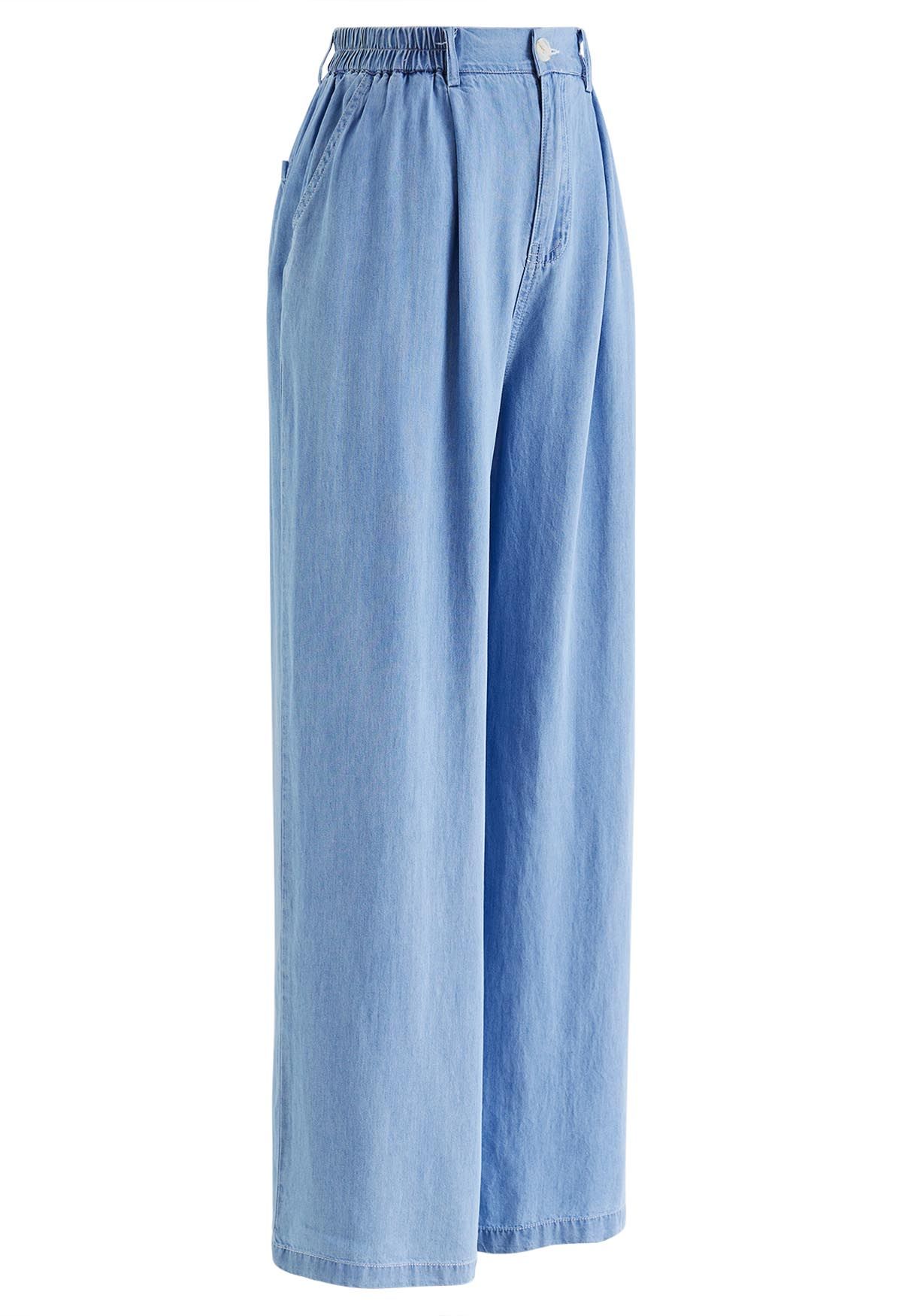 Smooth Cotton Wide-Leg Pants