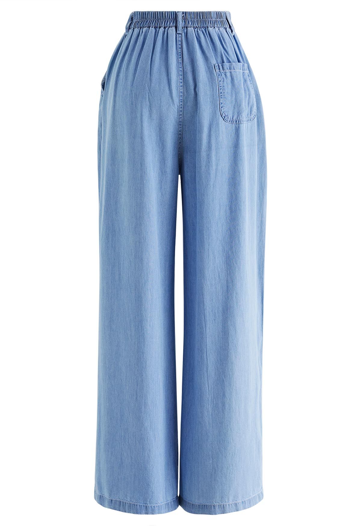 Smooth Cotton Wide-Leg Pants