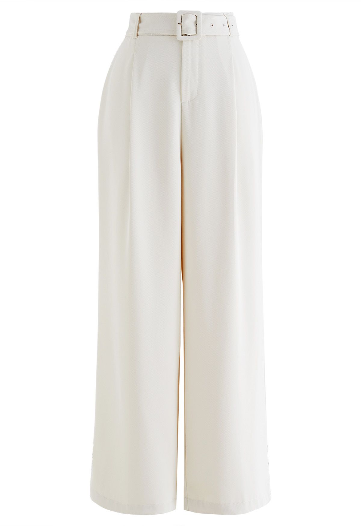 Sleek Belted Straight-Leg Pants in Ivory - Retro, Indie and Unique Fashion