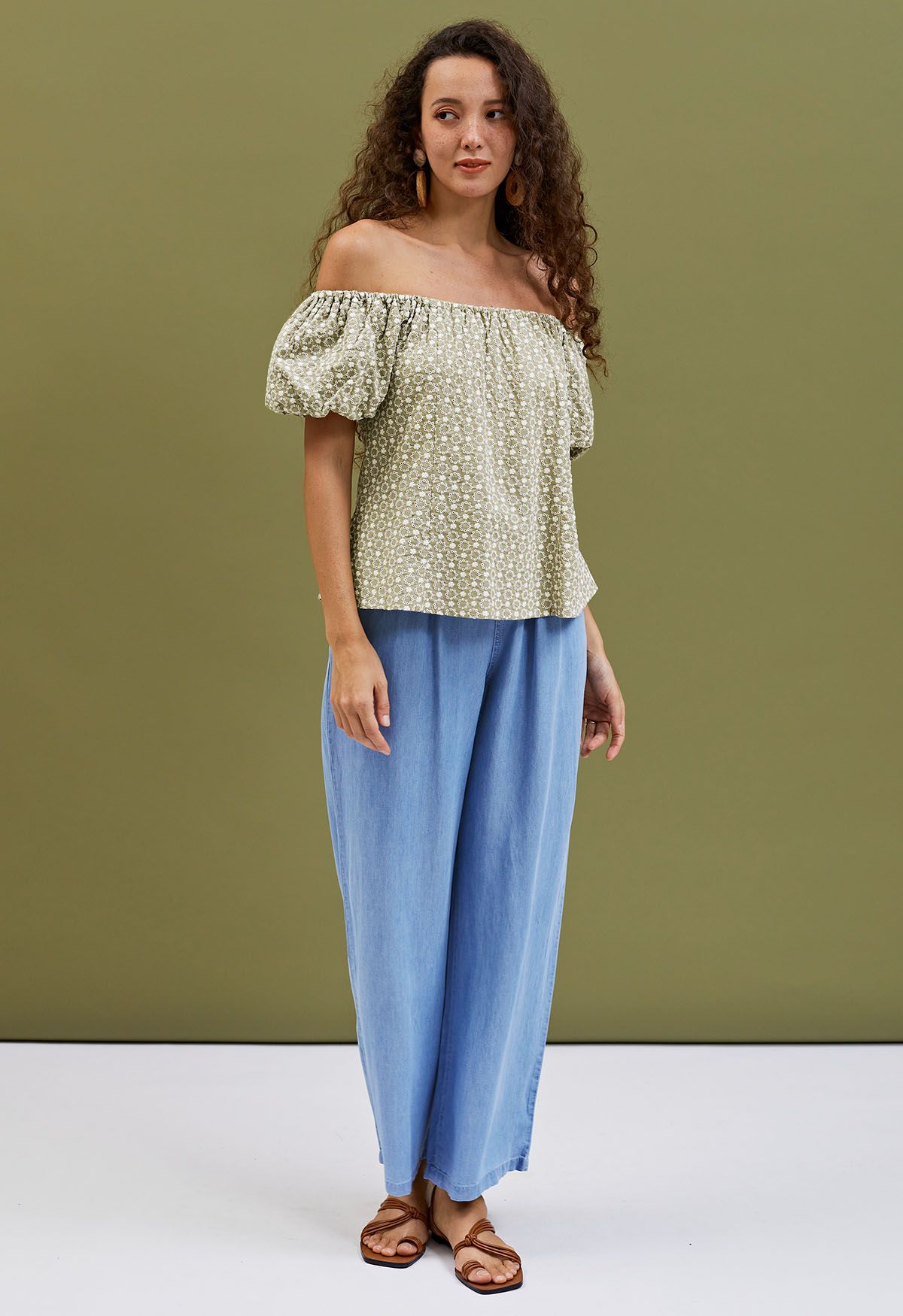 Smooth Cotton Wide-Leg Pants