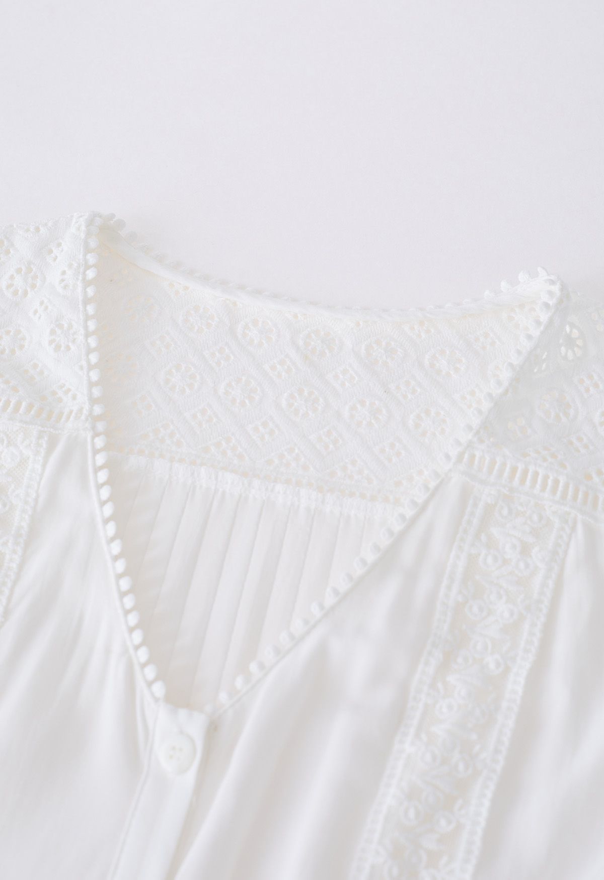 Eyelet Embroidery Panelled Button Down Dress - Retro, Indie and Unique ...