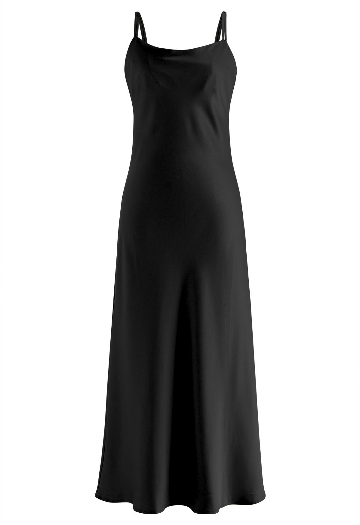Double Straps Satin Cami Dress in Black - Retro, Indie and Unique Fashion