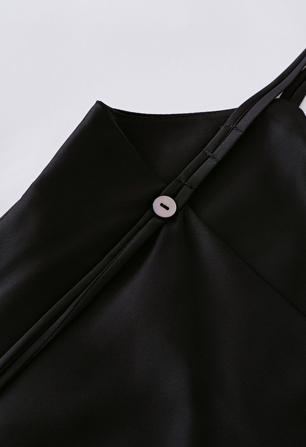 Double Straps Satin Cami Dress in Black - Retro, Indie and Unique Fashion