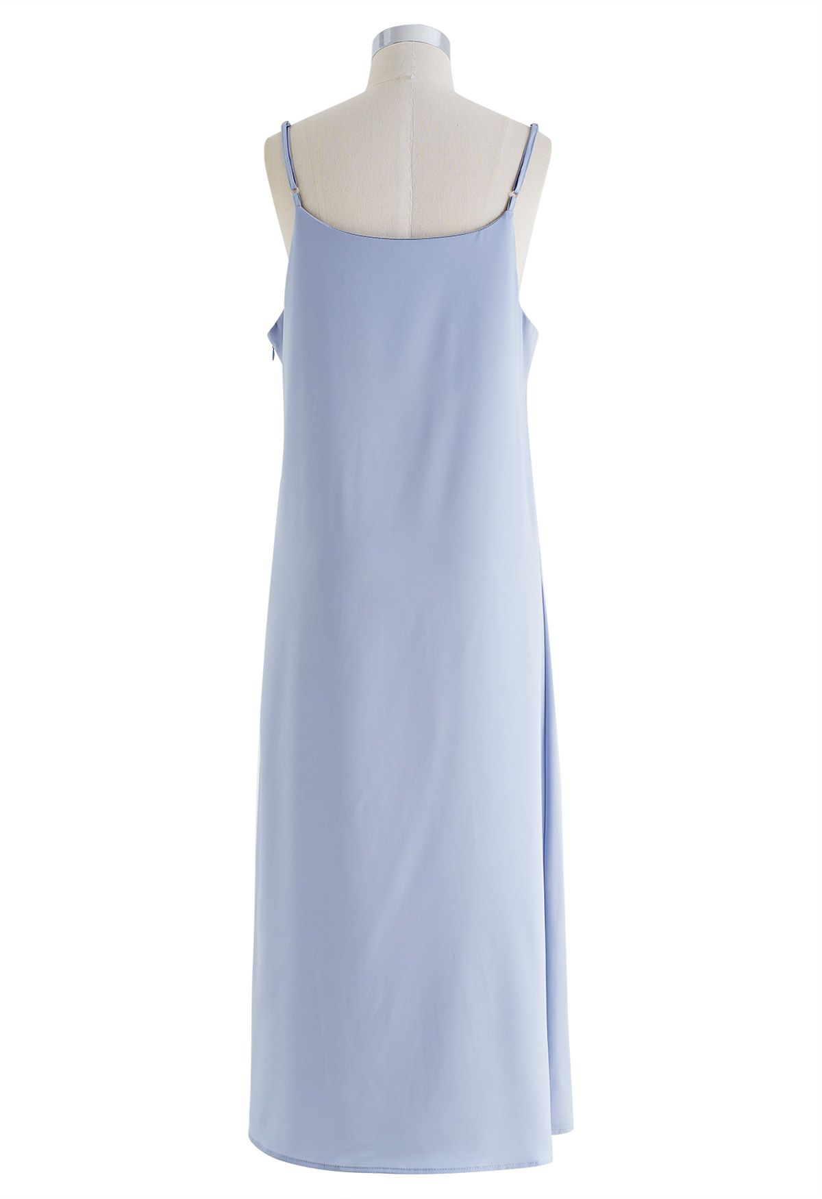 Sweetheart Neck Side Twisted Satin Cami Dress in Blue - Retro, Indie ...