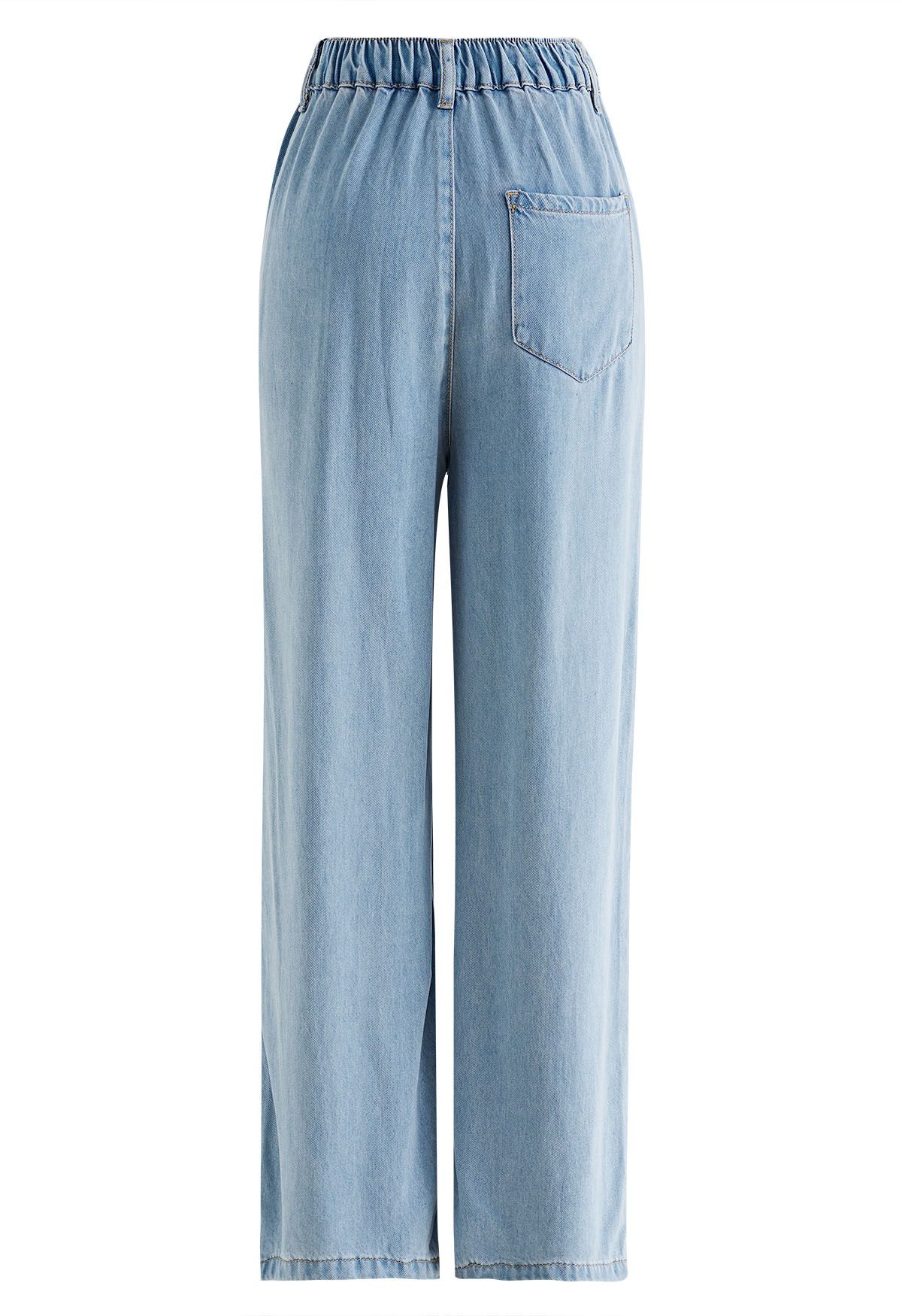 Light Wash Blue Pleated Jeans