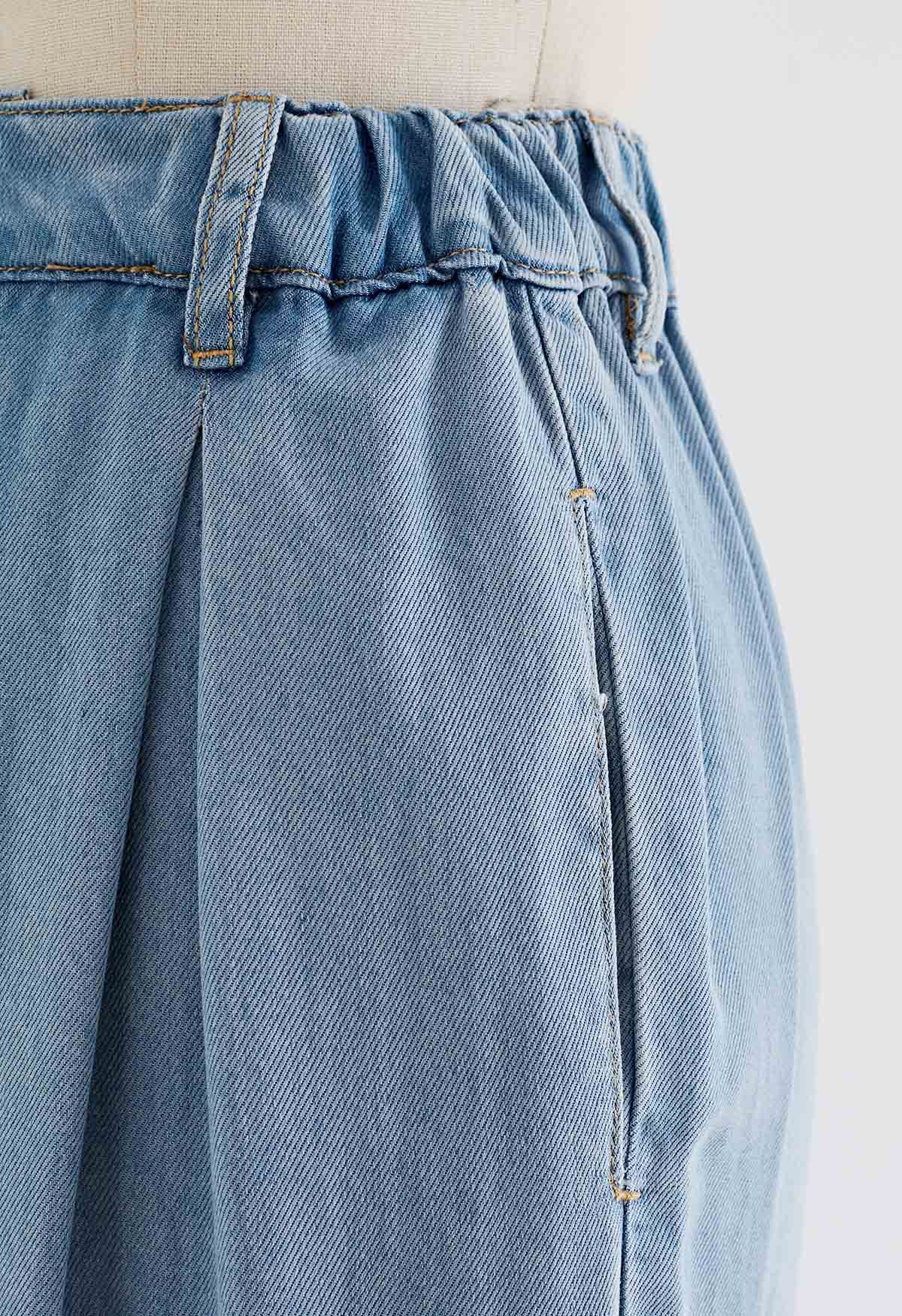 Light Wash Blue Pleated Jeans - Retro, Indie and Unique Fashion