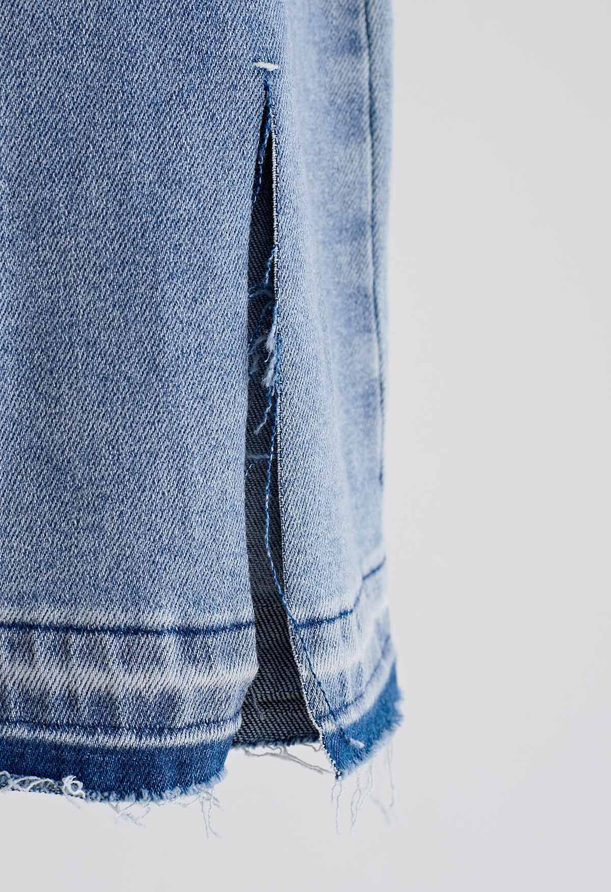 Split Frayed Hem Flare Leg Jeans