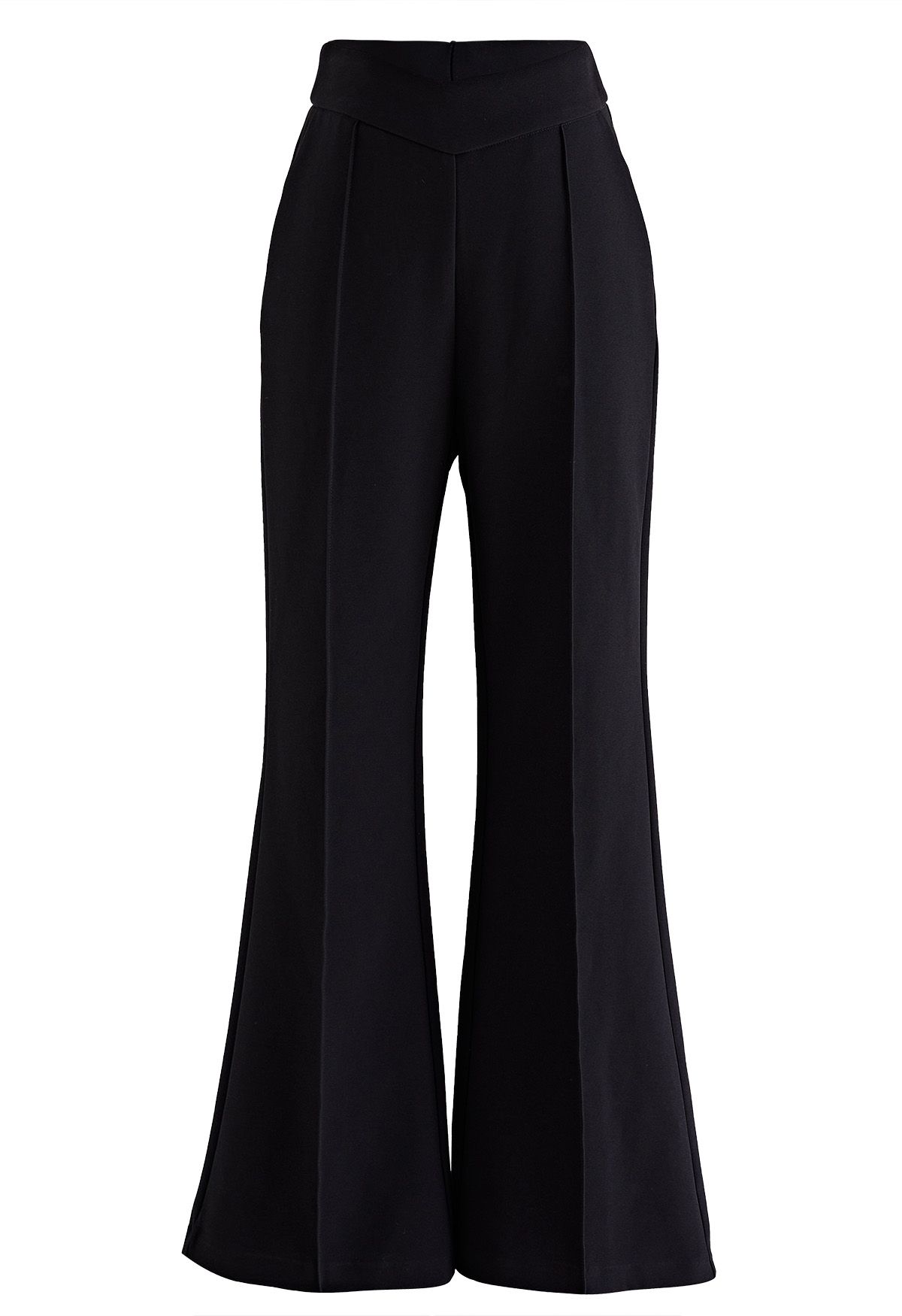 Seam Detail Flare Leg Pants in Black