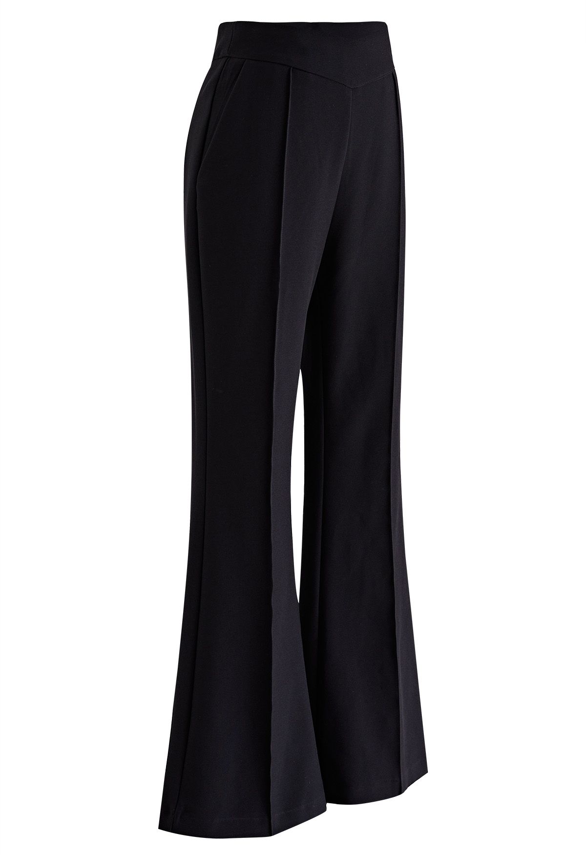 Seam Detail Flare Leg Pants in Black