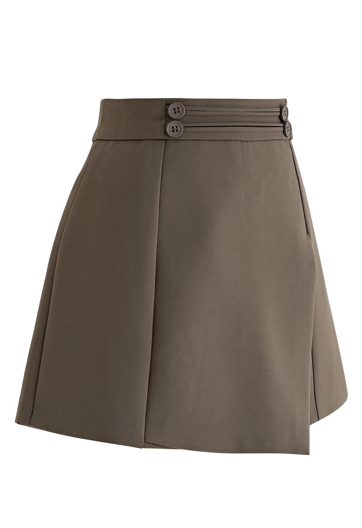 Buttons Decorated Flap Skorts in Brown