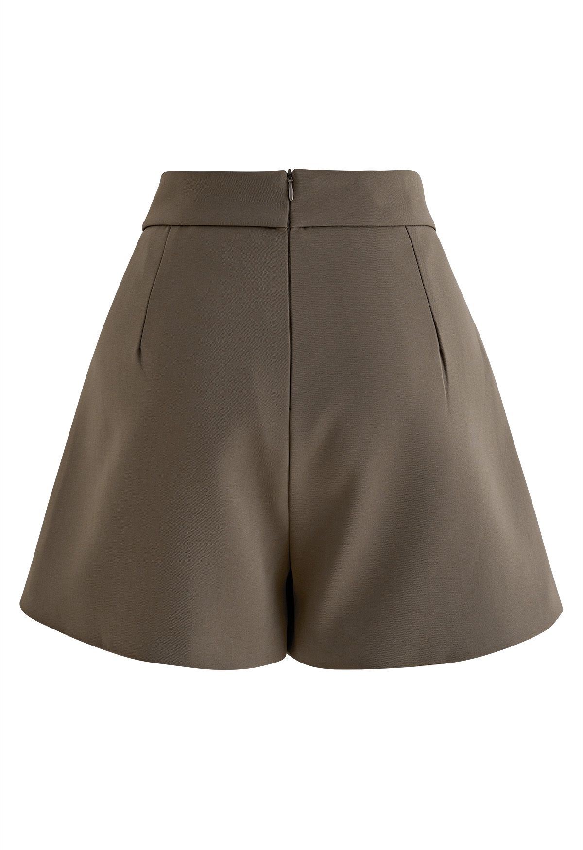 Buttons Decorated Flap Skorts in Brown