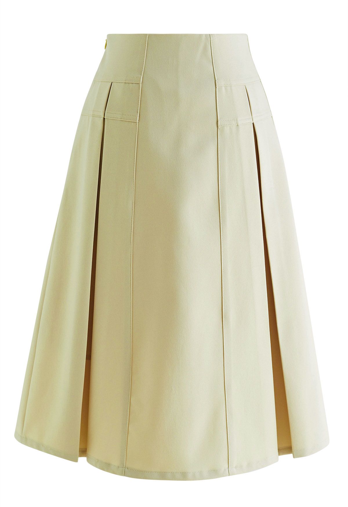 Pleated Seam Detailing A-Line Midi Skirt