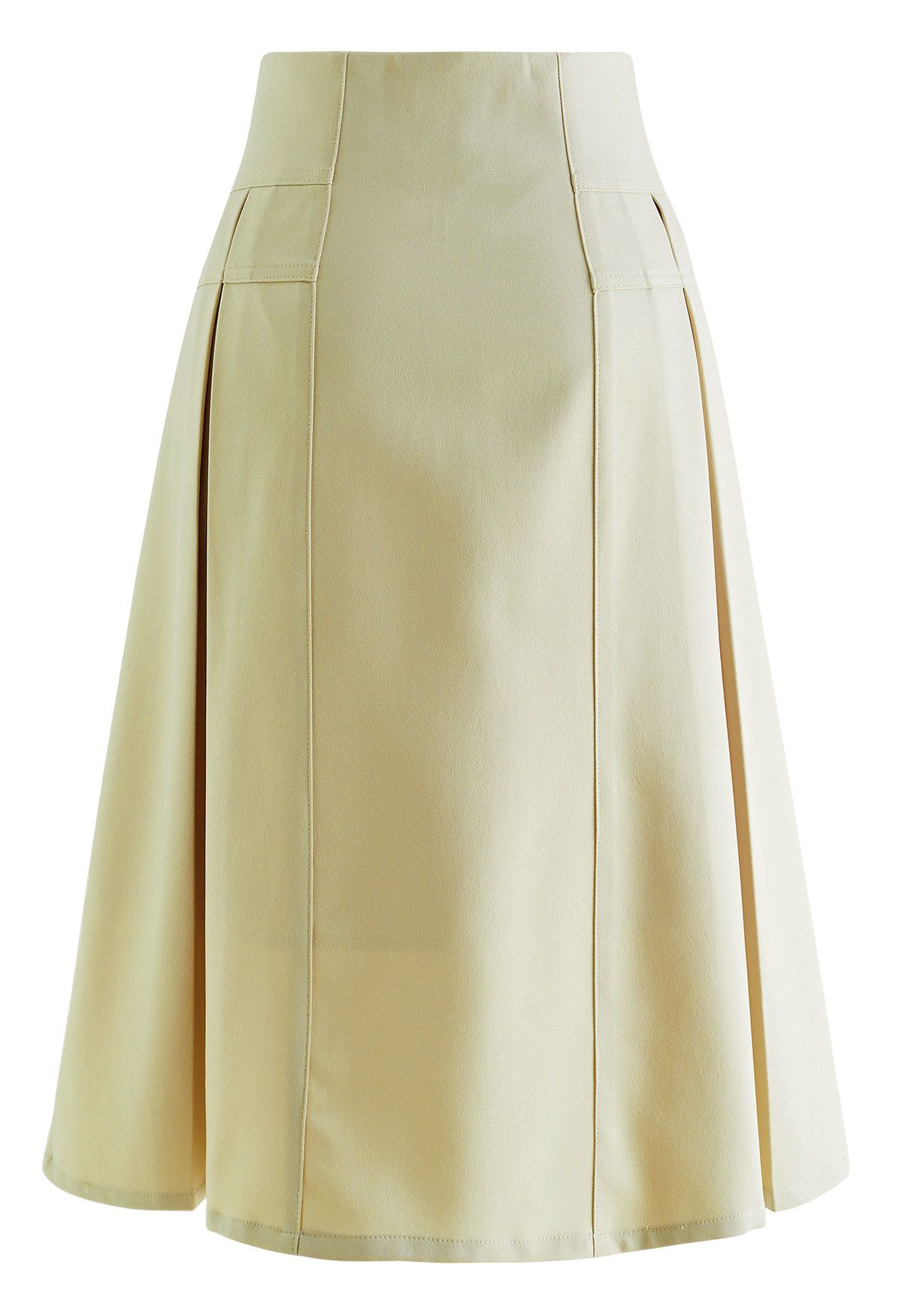 Pleated Seam Detailing A-Line Midi Skirt - Retro, Indie and Unique Fashion