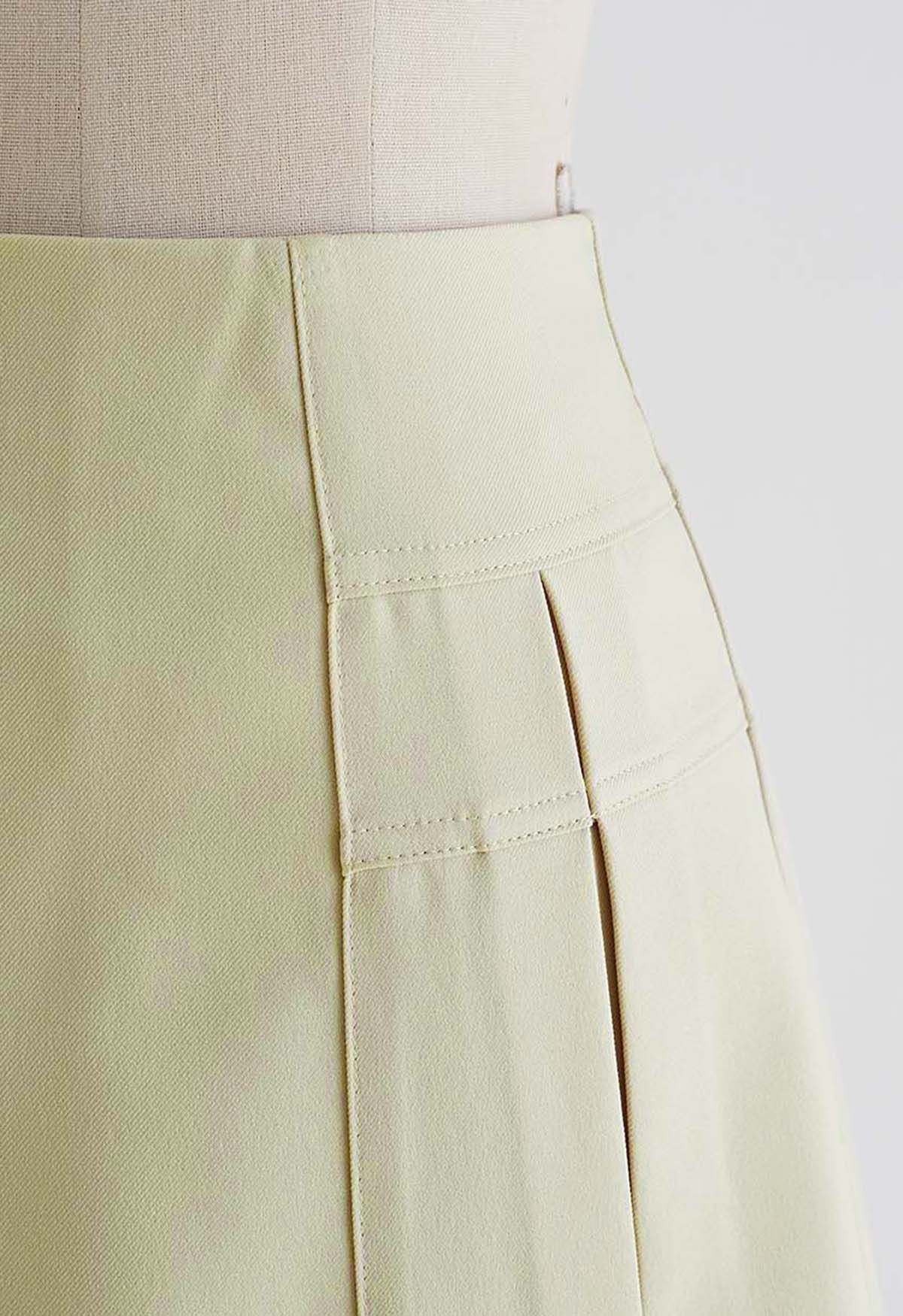 Pleated Seam Detailing A-Line Midi Skirt - Retro, Indie and Unique Fashion