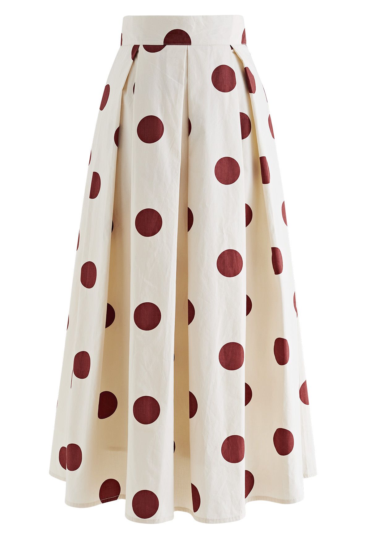 Polka Dot Pleated A-Line Skirt