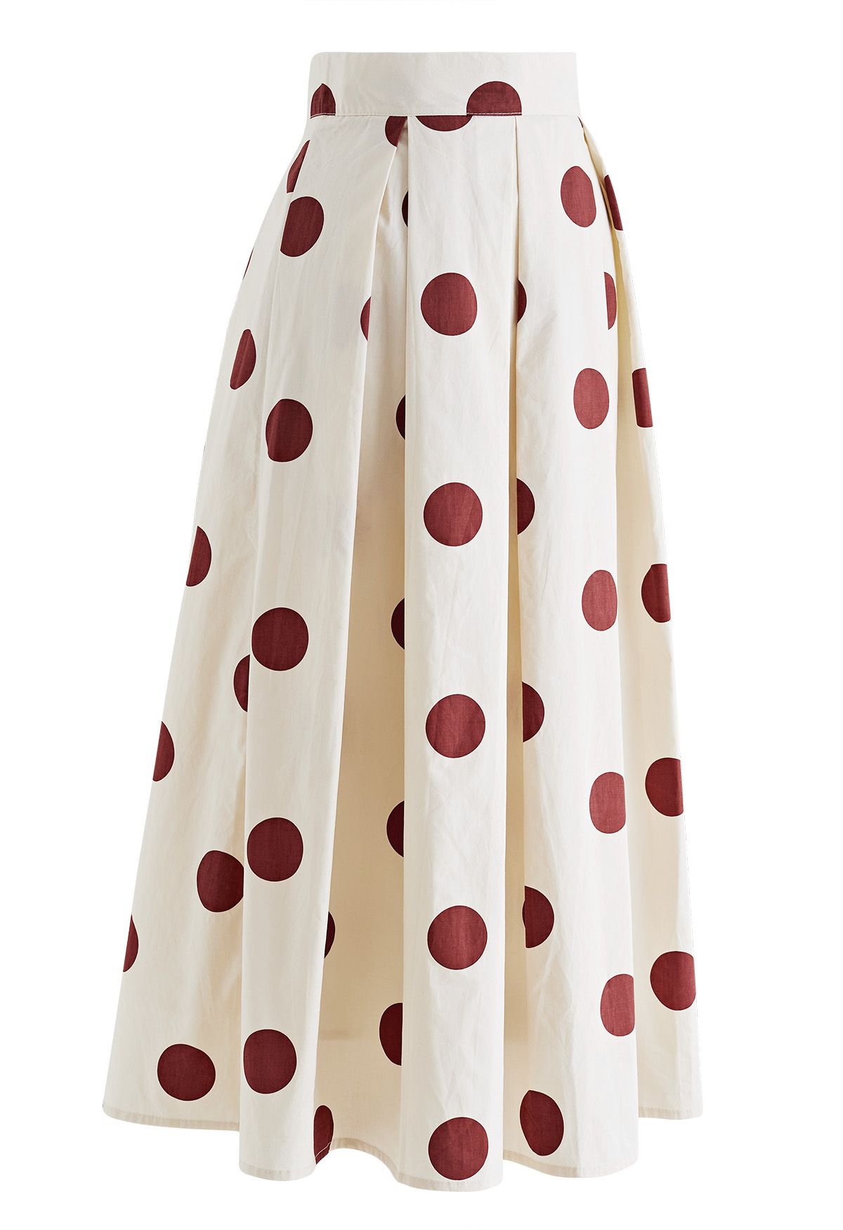 Polka Dot Pleated A-Line Skirt