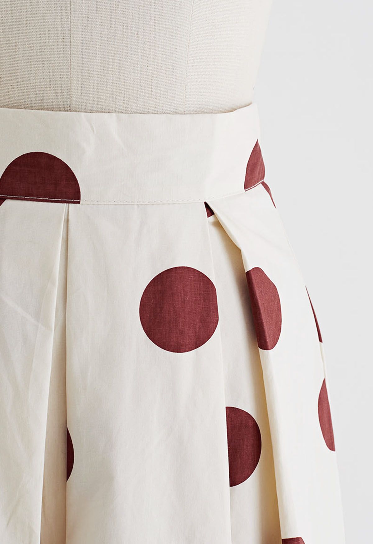 Polka Dot Pleated A-Line Skirt