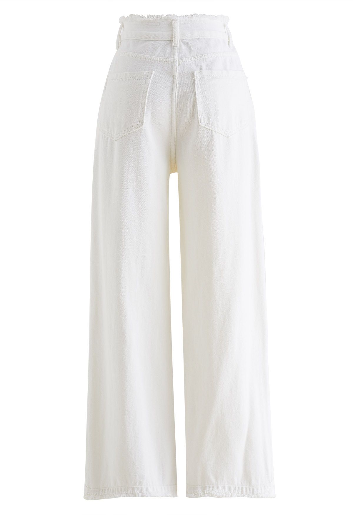 Frayed Edge Straight-Leg Jeans in White