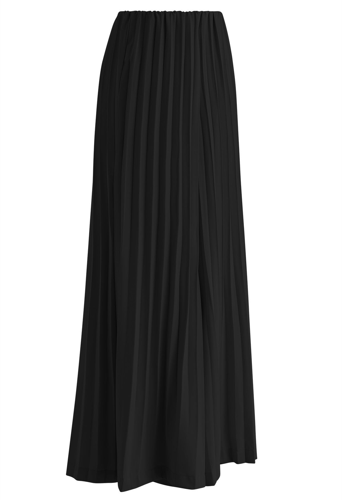 Full Pleated Wide-Leg Pants in Black