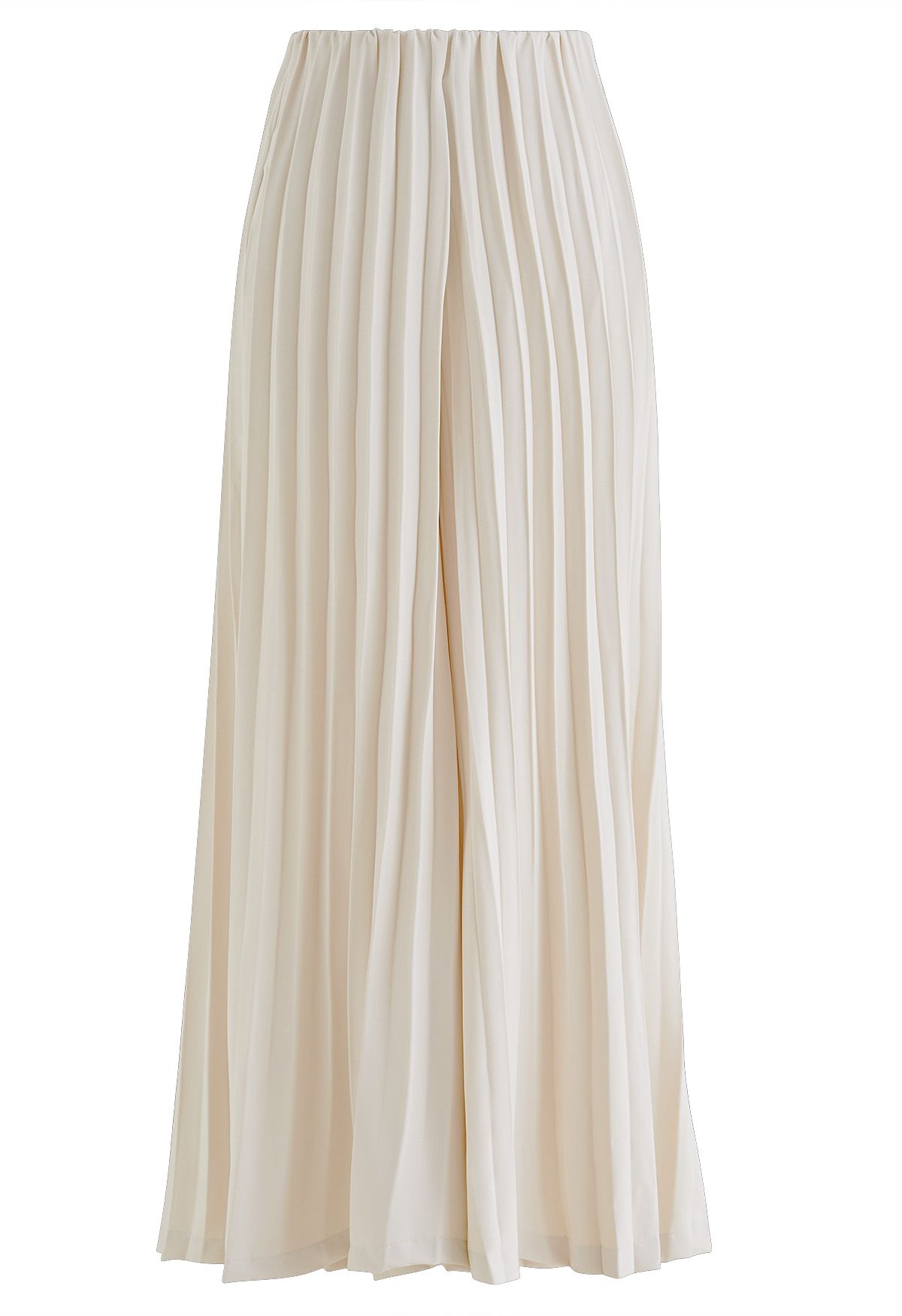 Full Pleated Wide-Leg Pants in Oatmeal