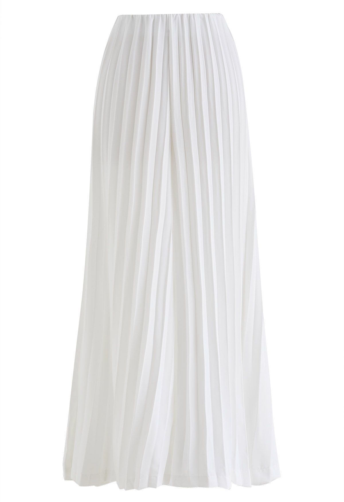 Full Pleated Wide-Leg Pants in White