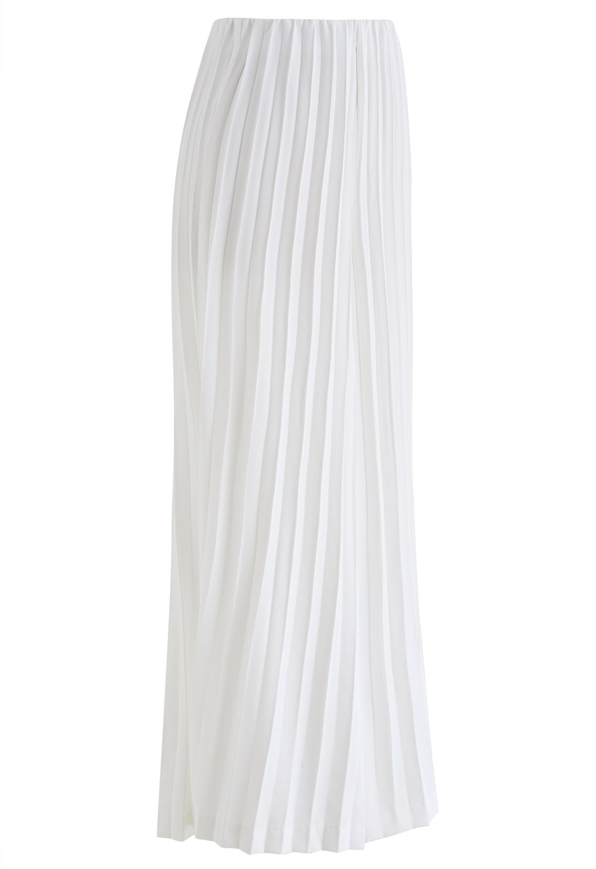 Full Pleated Wide-Leg Pants in White