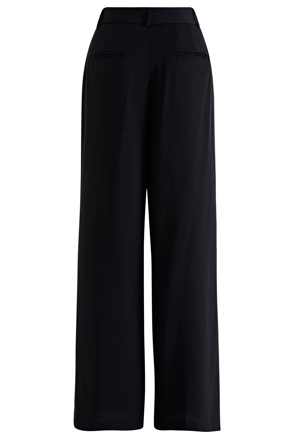 Solid Black Straight-Leg Pants - Retro, Indie and Unique Fashion