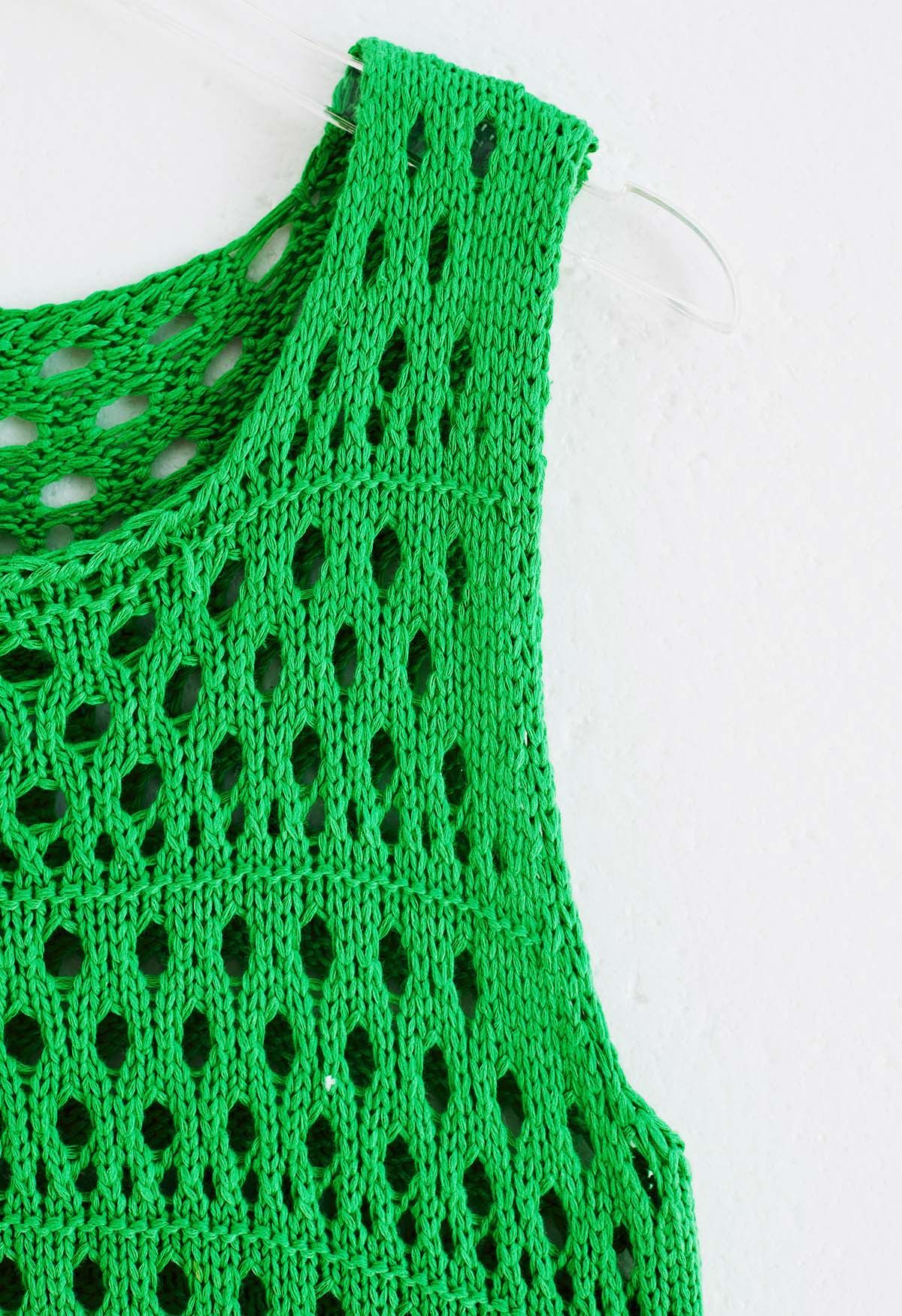 Openwork Knit Sleeveless Top in Green Retro, Indie and Unique Fashion