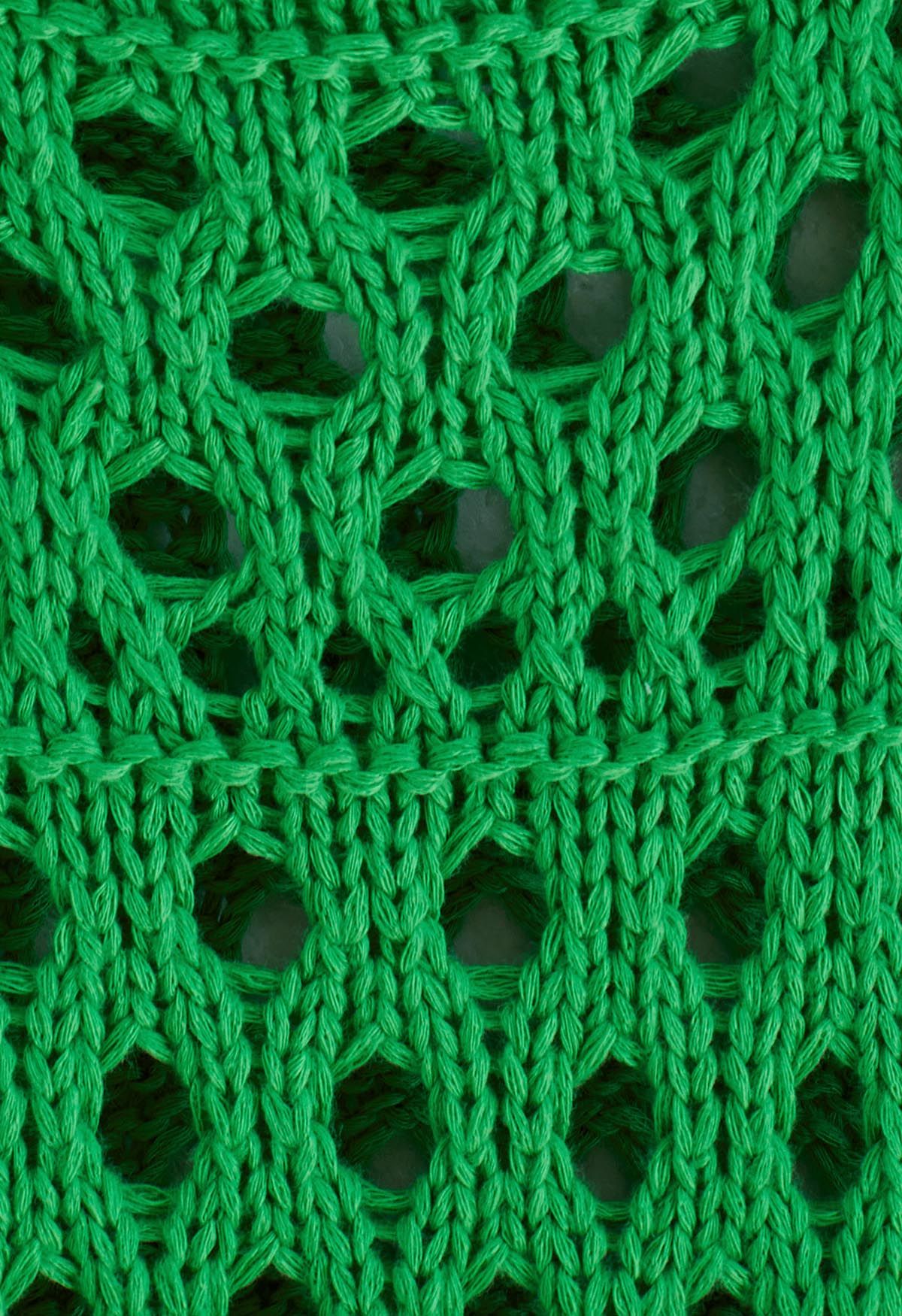 Openwork Knit Sleeveless Top in Green