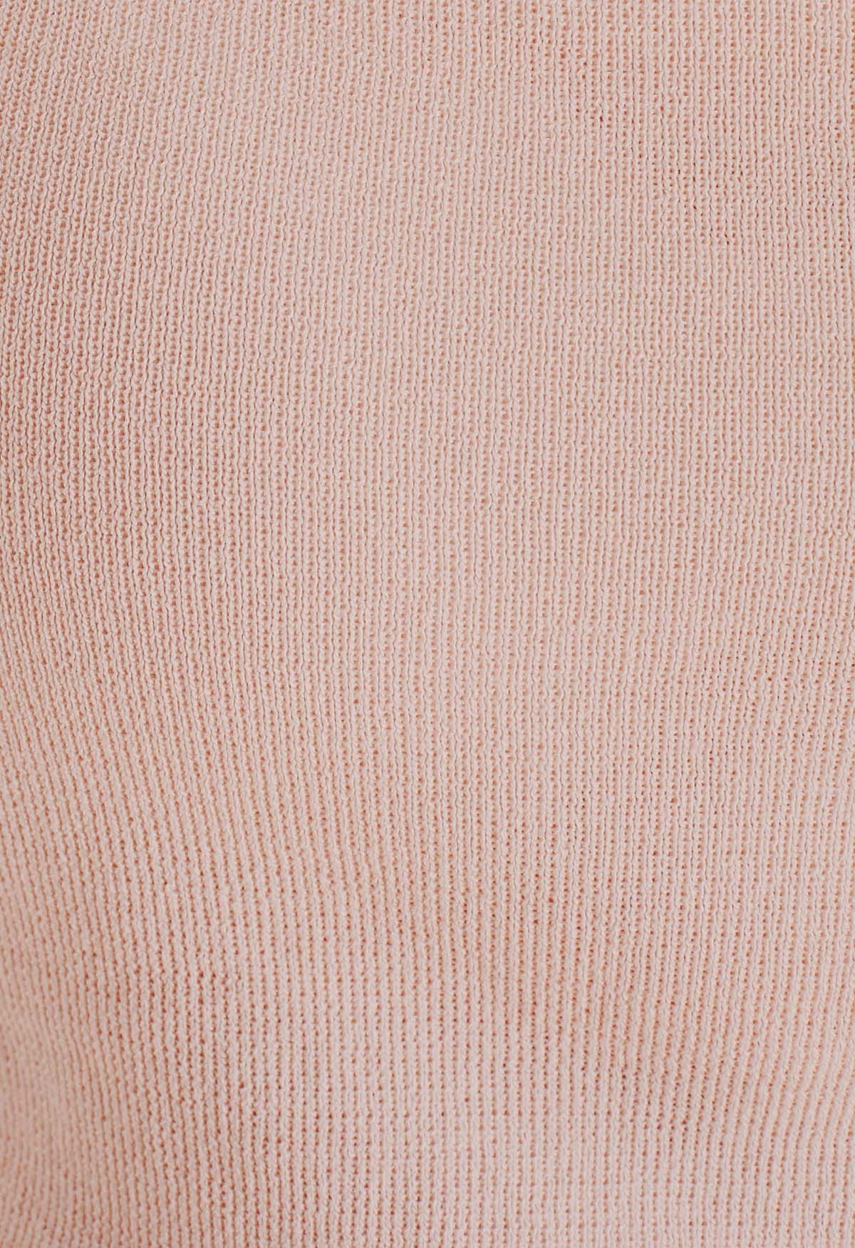 Sweetheart Neckline Knit Crop Top in Pink