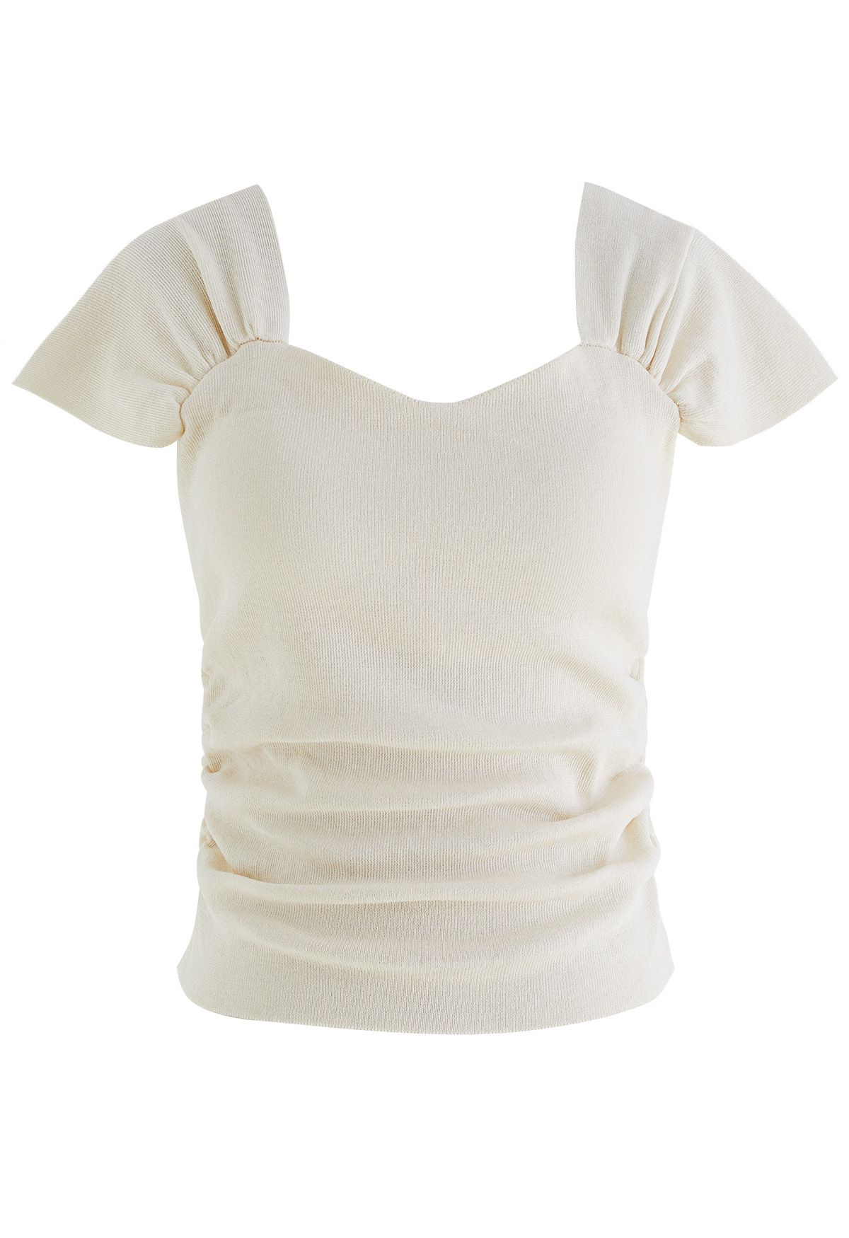 Sweetheart Neckline Knit Crop Top in Cream