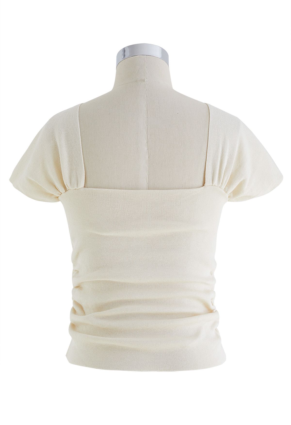 Sweetheart Neckline Knit Crop Top in Cream