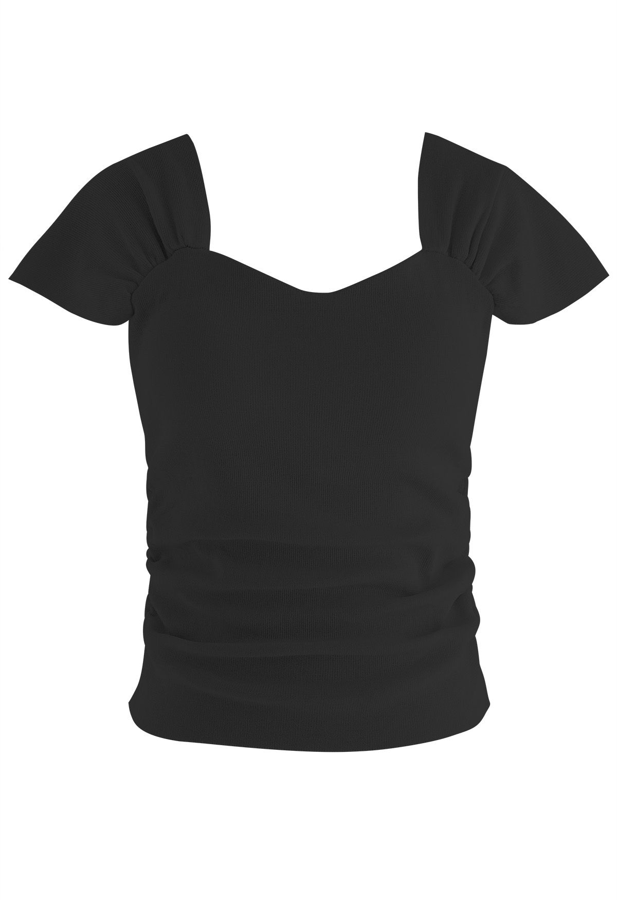 Sweetheart Neckline Knit Crop Top in Black